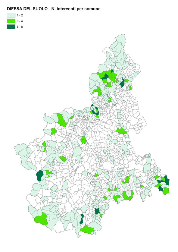 Numero interventi per comune - DIFESA DEL SUOLO